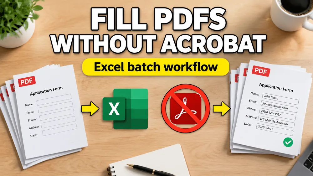 Fill PDF Forms Without Acrobat: Excel Batch Workflow Compared