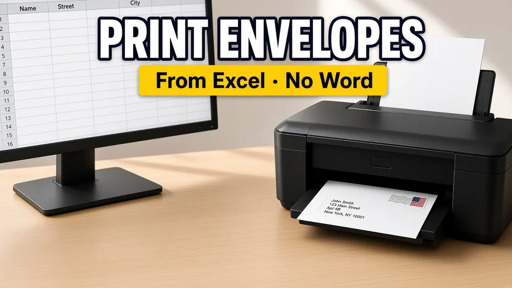 Print envelopes from Excel without Microsoft Word