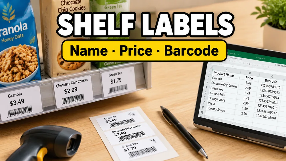 How to Print Shelf Labels with Product Name, Price, and Barcode from Excel