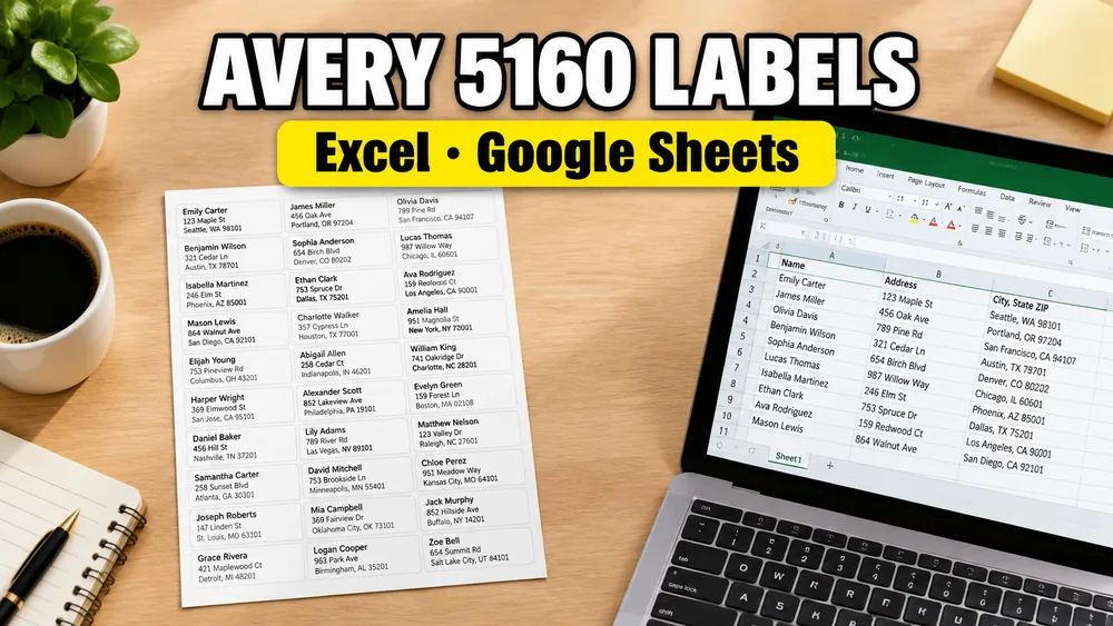 Avery® 5160® Address Labels from Excel or Google Sheets
