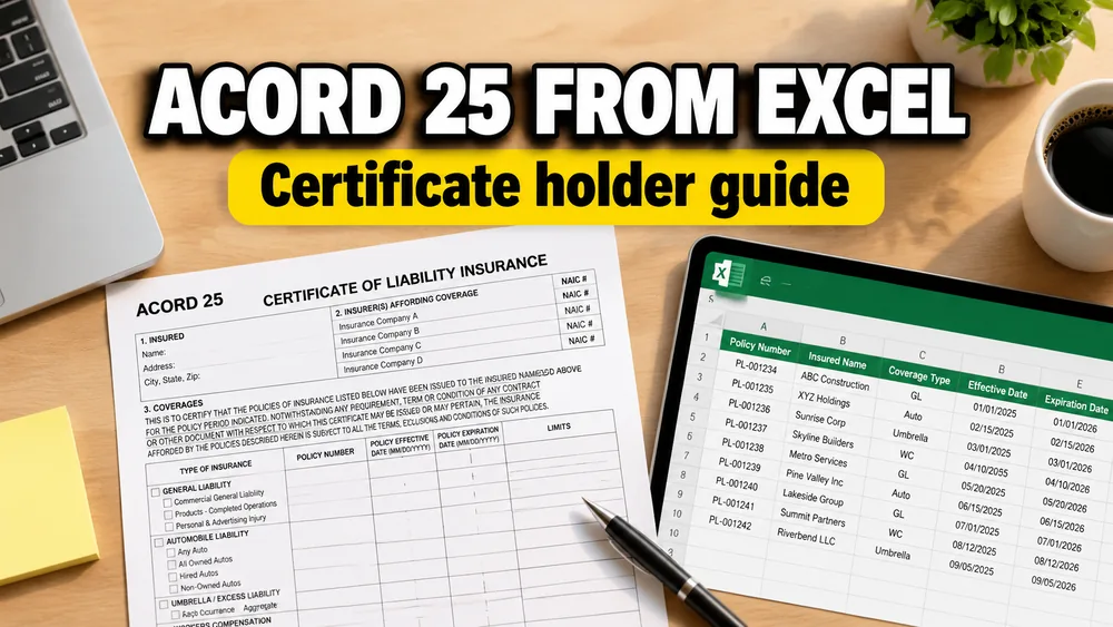 How to Use an ACORD 25 Template with Excel | Certificate Holder Guide