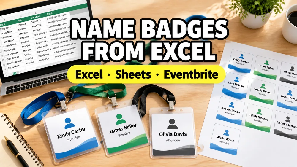 How to Print Name Badges from Excel, Google Sheets, or Eventbrite