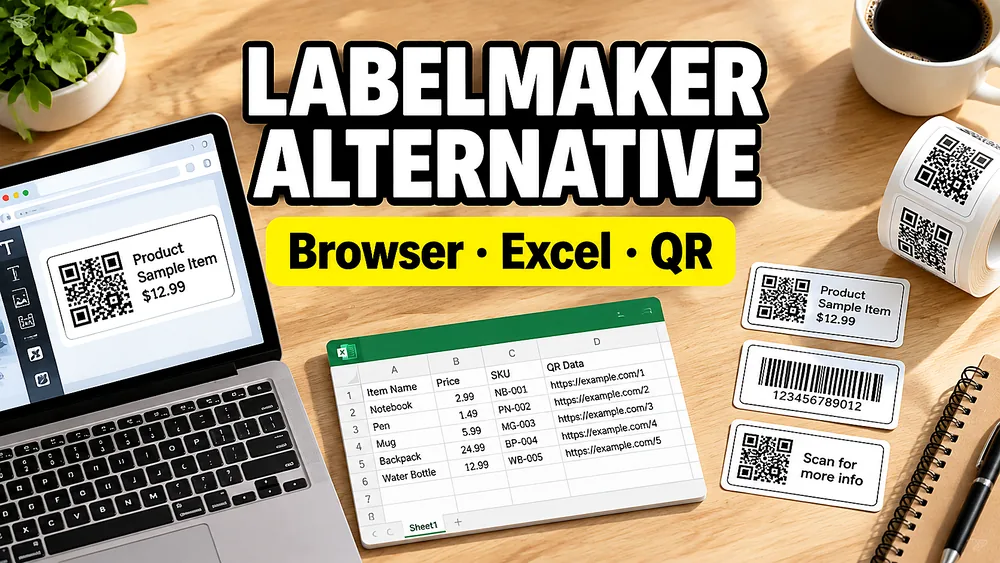 Labelmaker Alternative for Browser, Excel, CSV, PDF, Barcode, and QR Labels