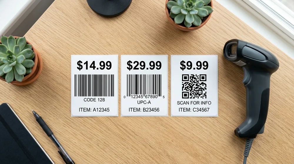 Choose barcode format for price tags
